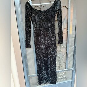 Vintage Betsey Johnson long velvet black dress